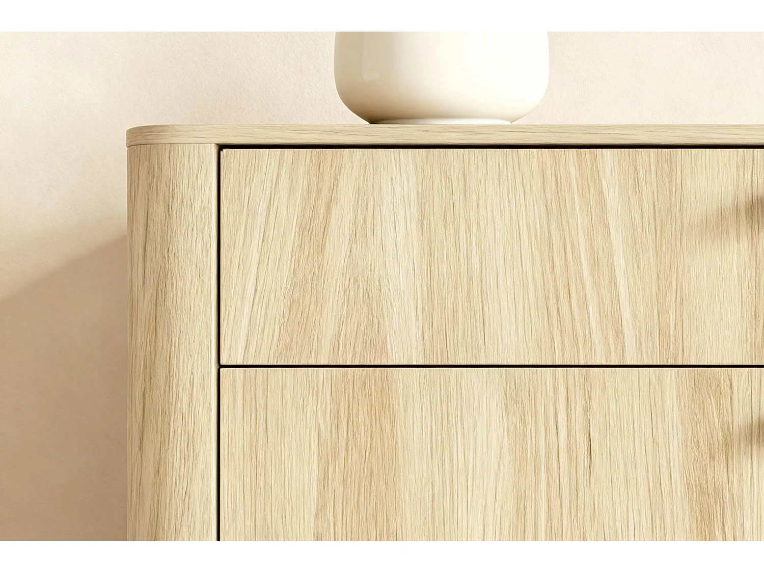 ELORA - Commode 88cm en panneau de particules laminé - Chêne clair