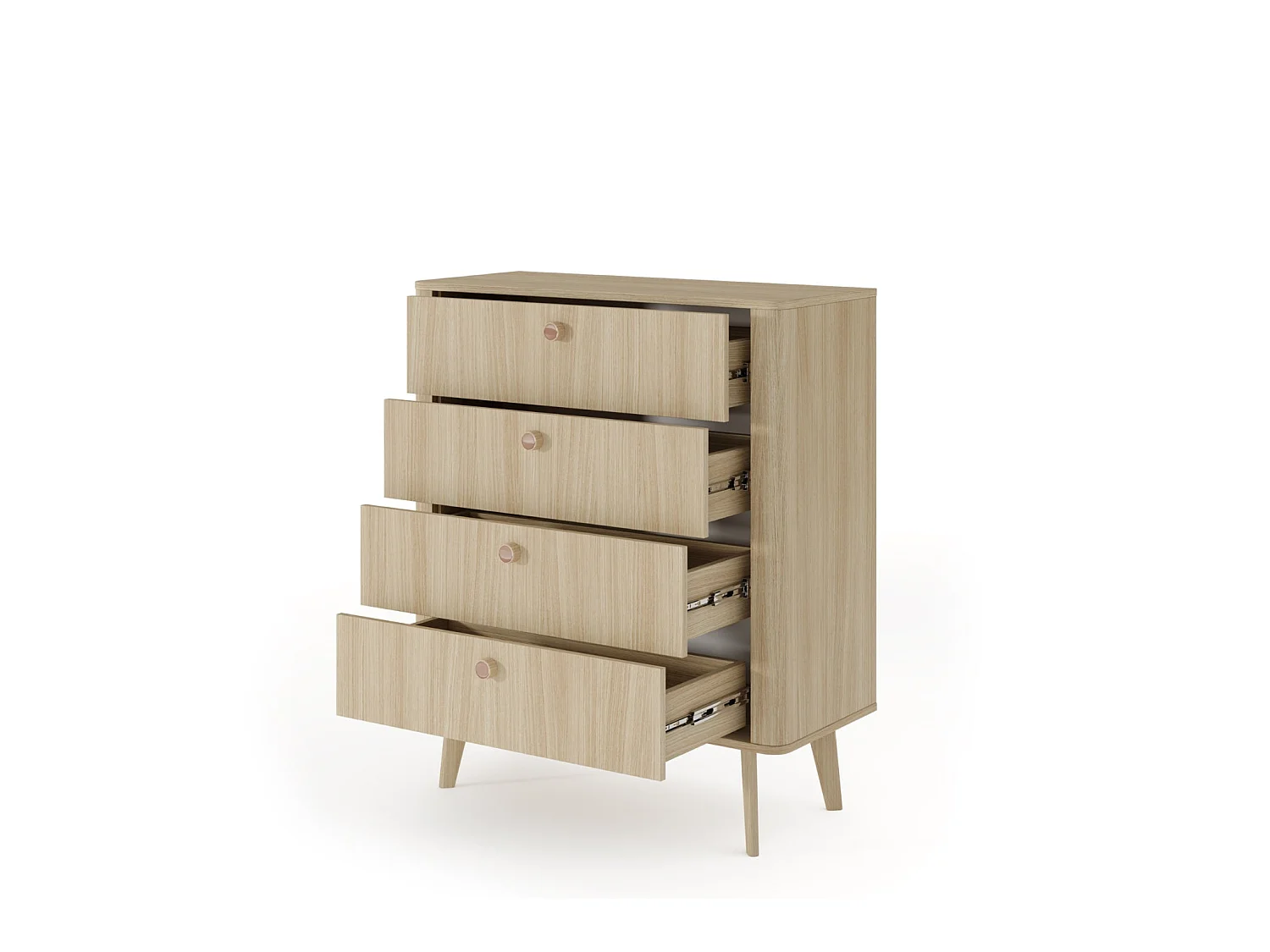 ELORA - Commode 88cm en panneau de particules laminé - Chêne clair