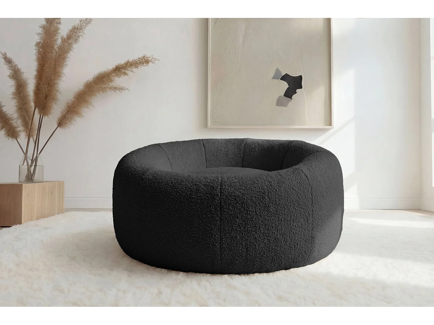 MOKA - Panier chien/chat tissu bouclette - M - Noir