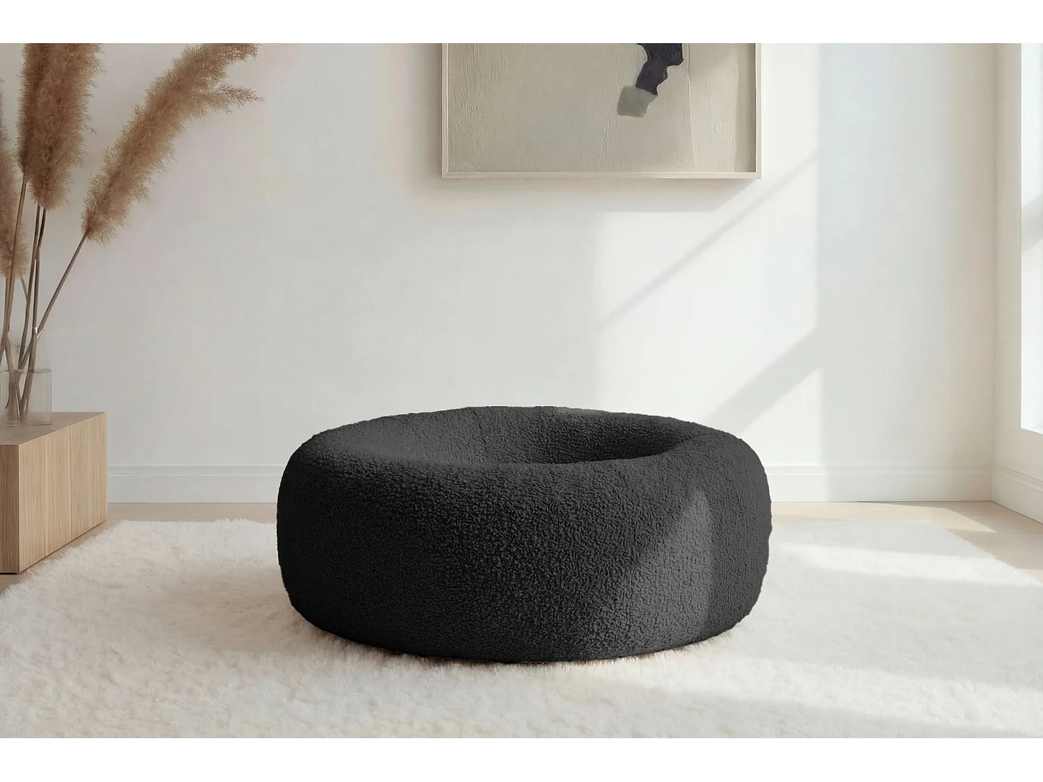 MOKA - Panier chien/chat tissu bouclette - M - Noir
