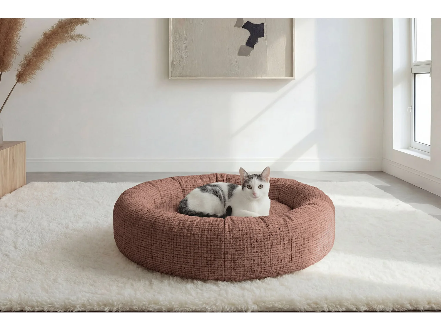 MOKA - Panier chien/chat tissu chenille - M - Terracotta