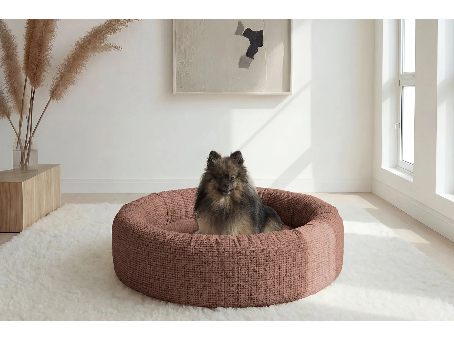 MOKA - Panier chien/chat tissu chenille - M - Terracotta