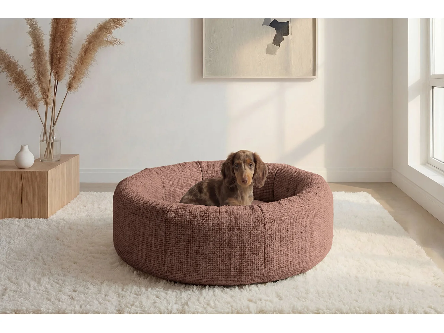MOKA - Panier chien/chat tissu chenille - M - Terracotta