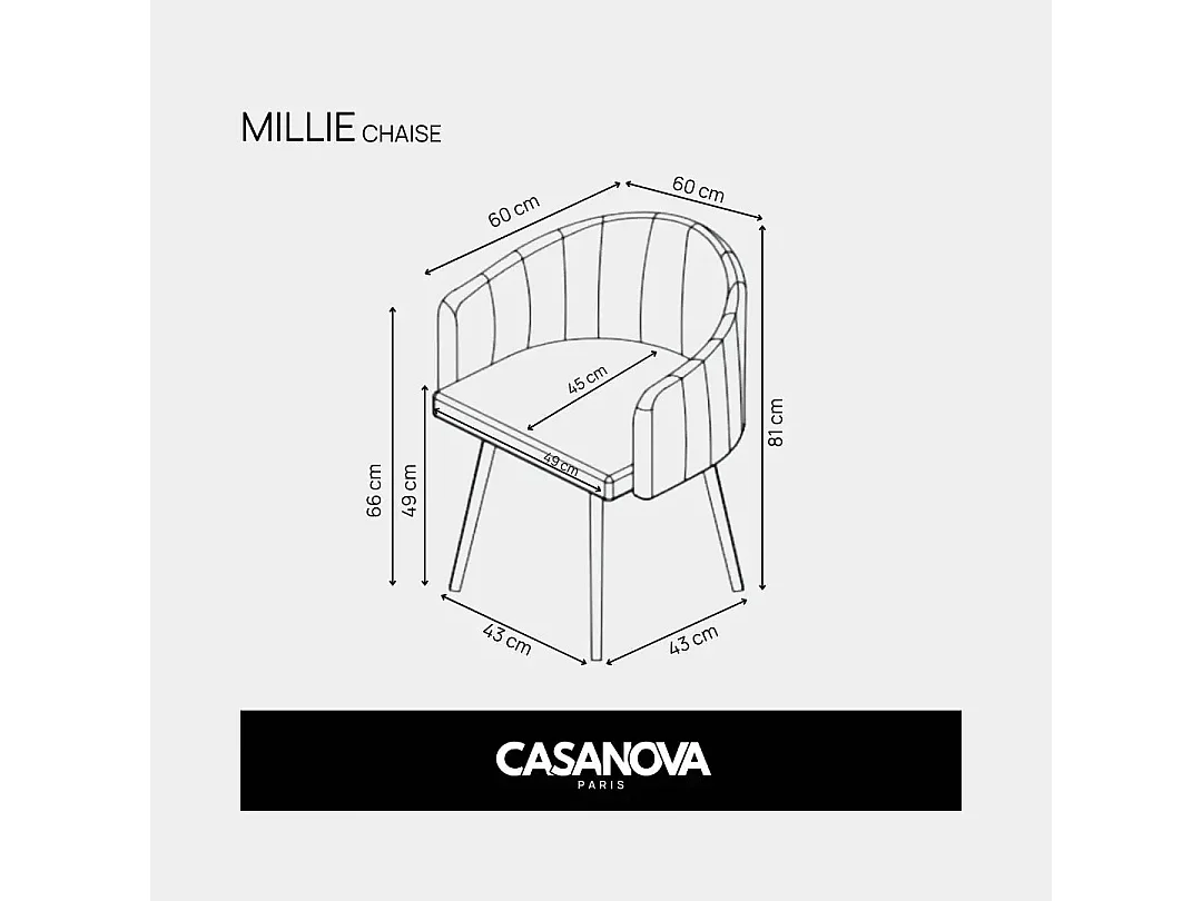 JONA - Chaise pieds en métal - Taupe