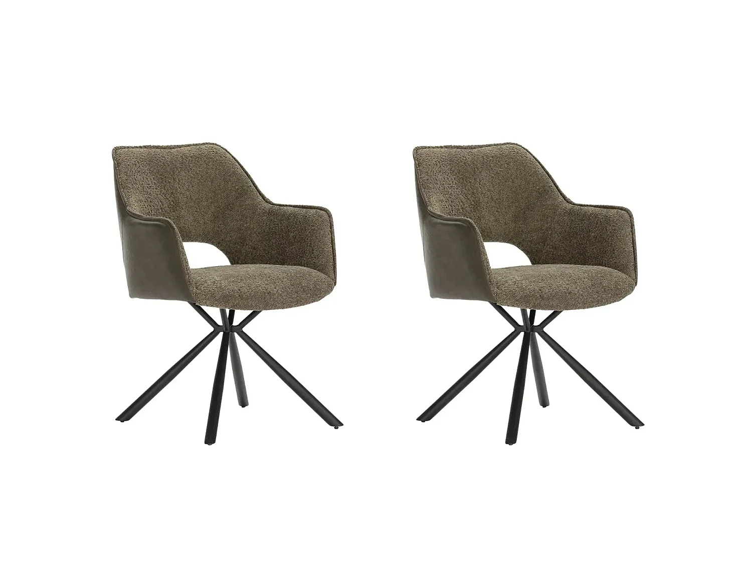 OLYA - Lot de 2 chaises pieds en métal noir Vert