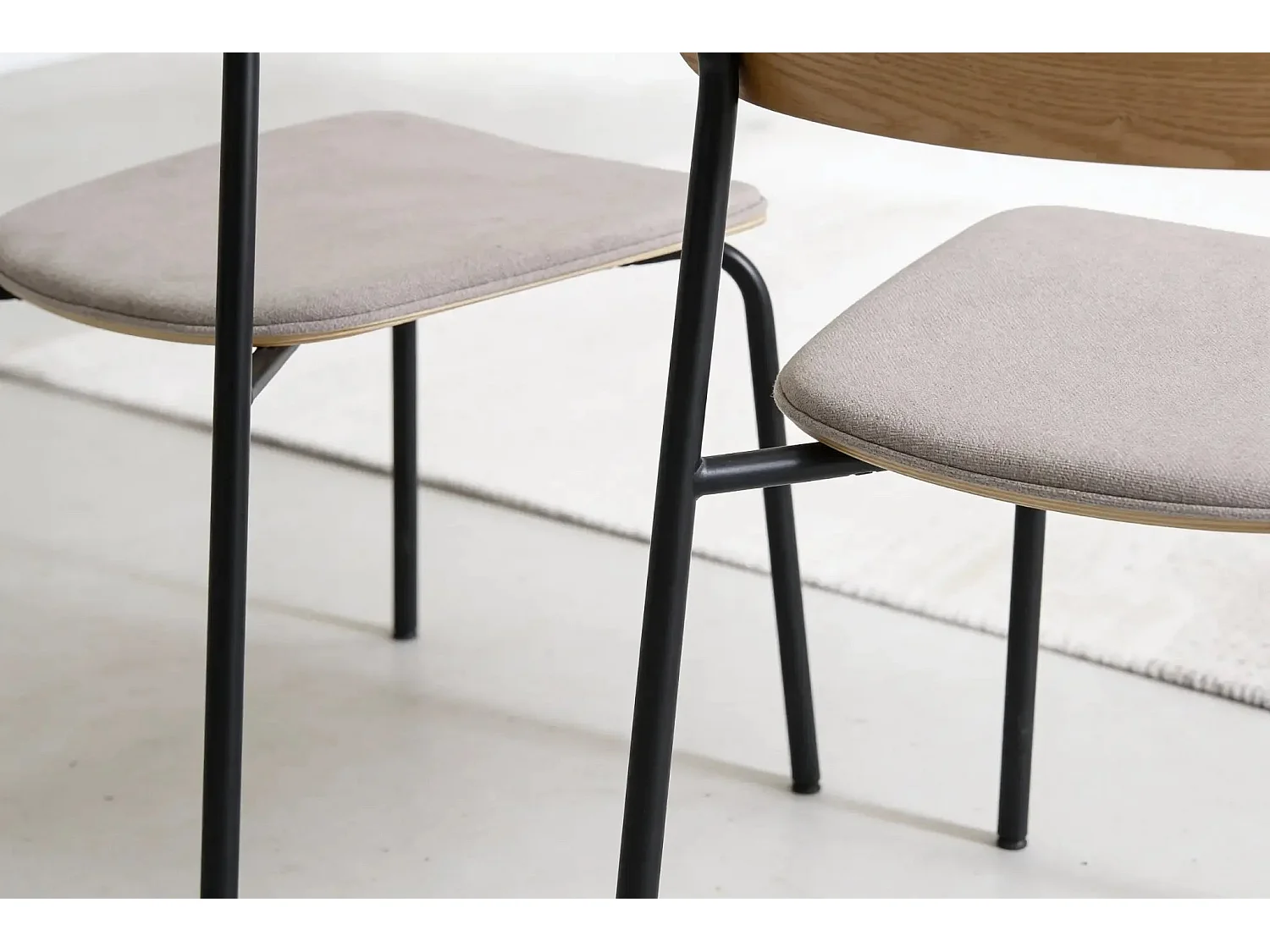 OLEN - Lot de 2 chaises pieds en métal - Taupe