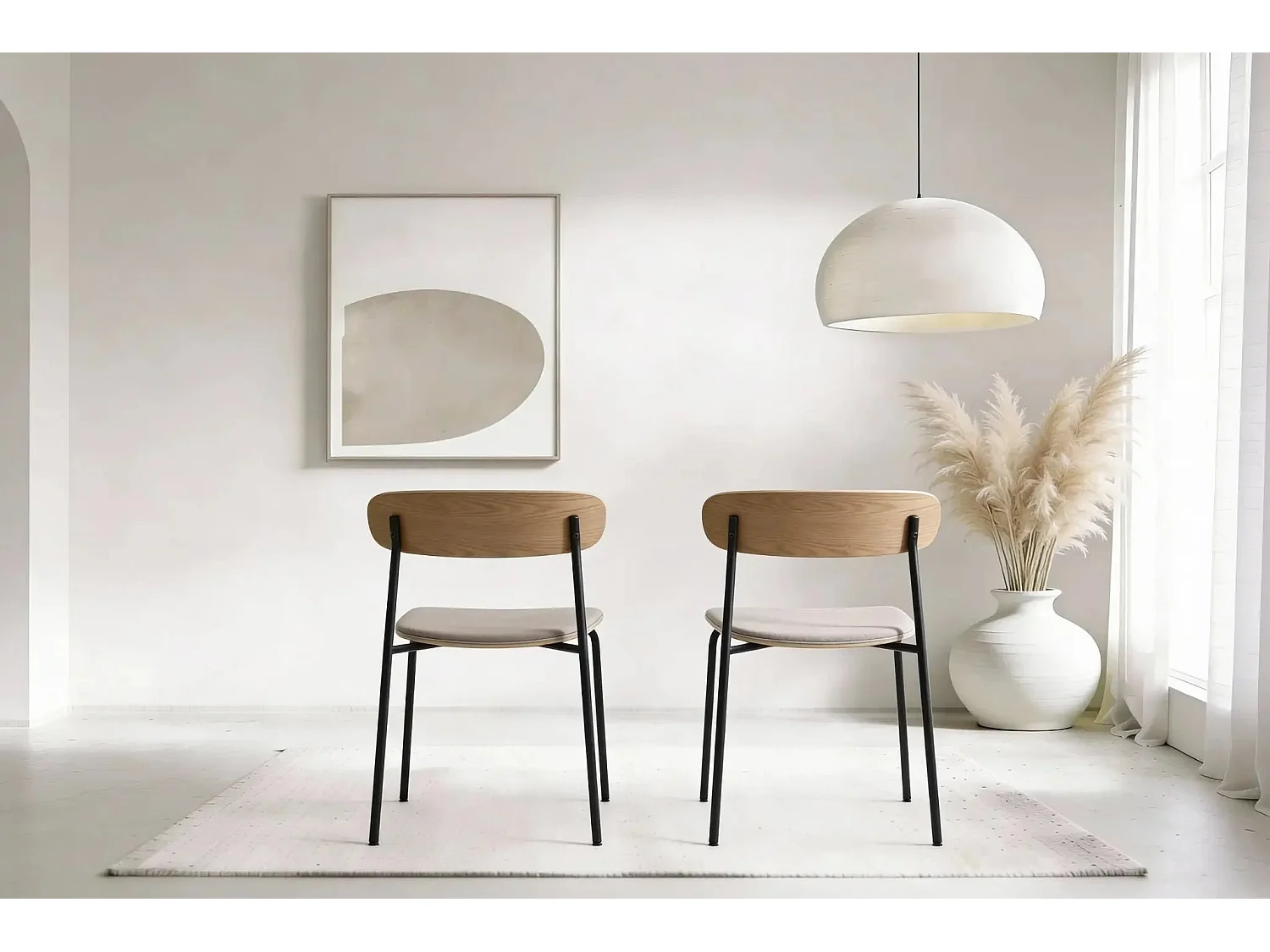 OLEN - Lot de 2 chaises pieds en métal - Taupe