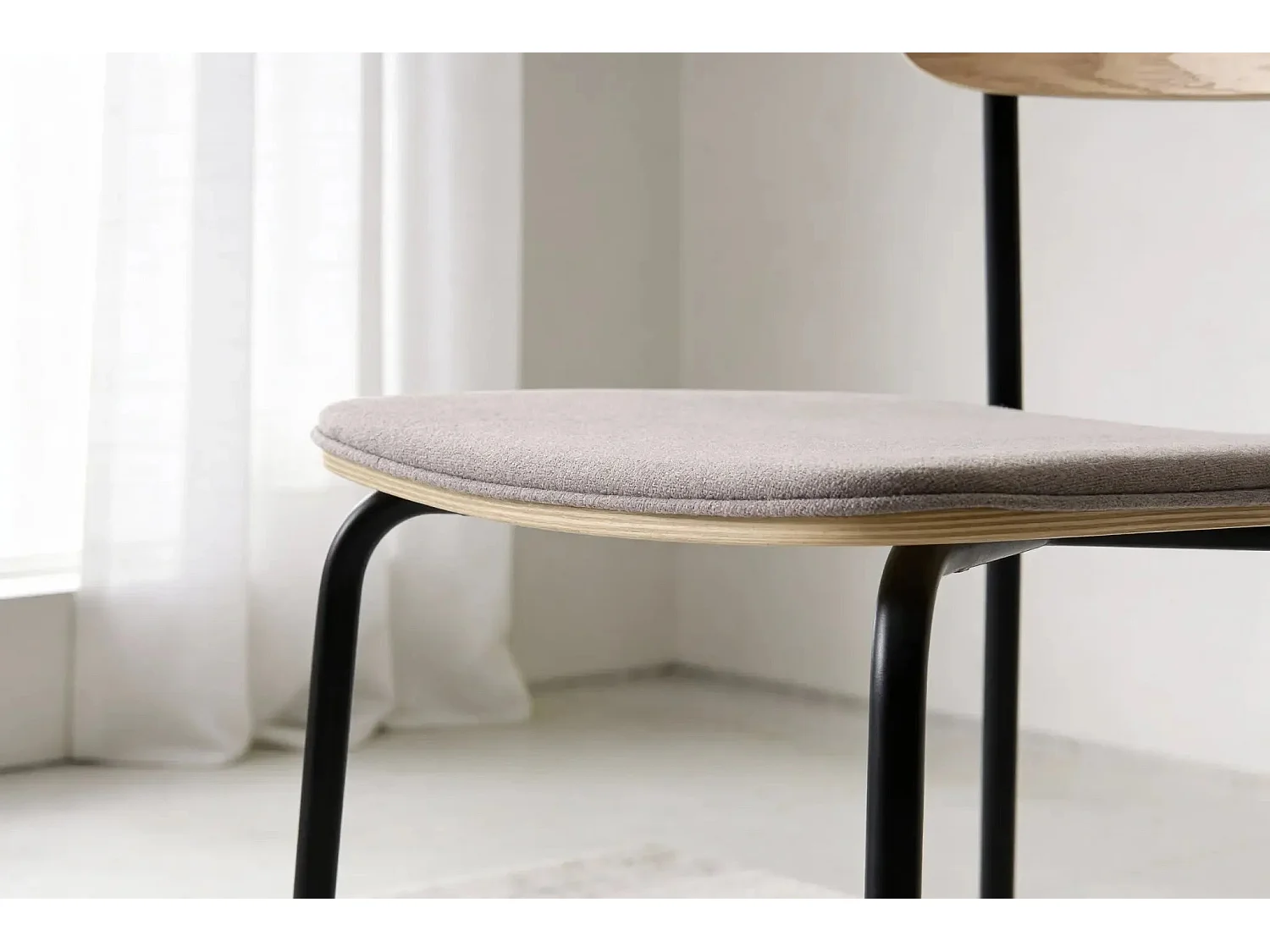 OLEN - Lot de 2 chaises pieds en métal - Taupe