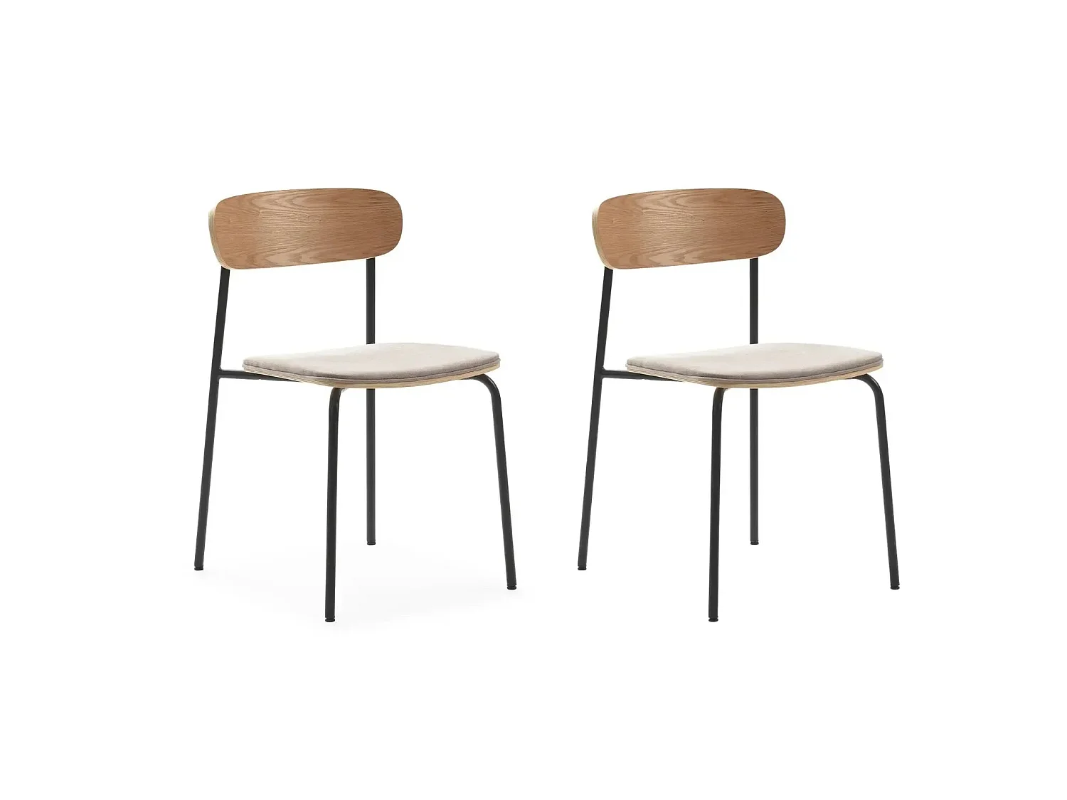 OLEN - Lot de 2 chaises pieds en métal - Taupe