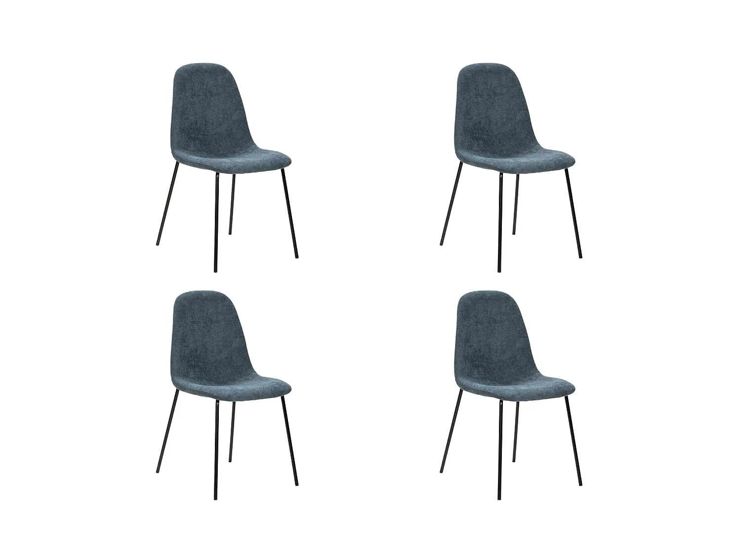 TIANA - Lot de 4 chaises pieds en métal noir Bleu