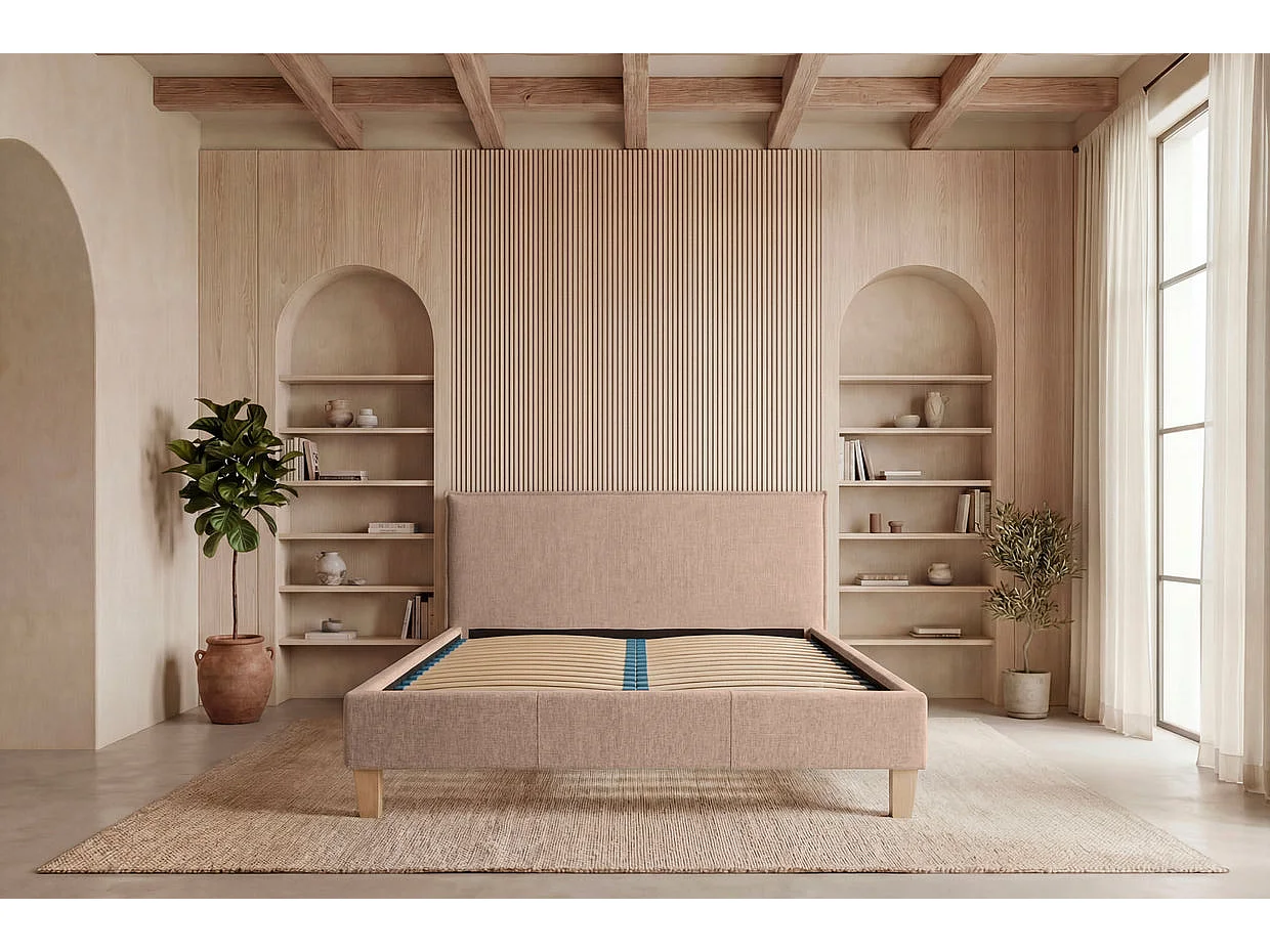 AMORE - Glad Stoffen Bed Roze 160x200