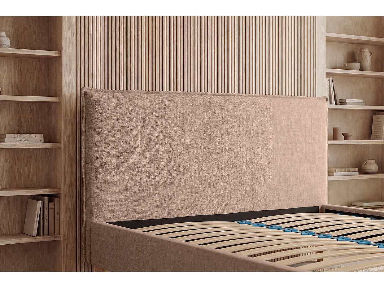 AMORE - Glad Stoffen Bed Roze 160x200