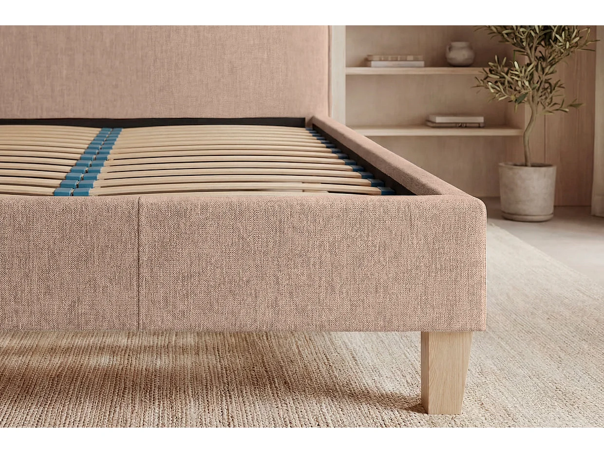AMORE - Glad Stoffen Bed Roze 160x200
