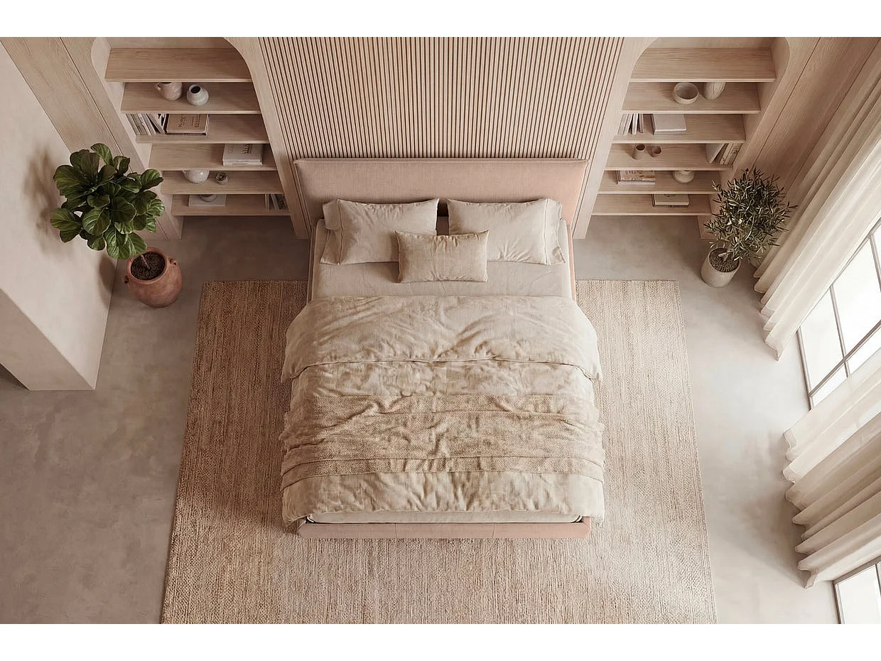 AMORE - Glad Stoffen Bed Roze 160x200