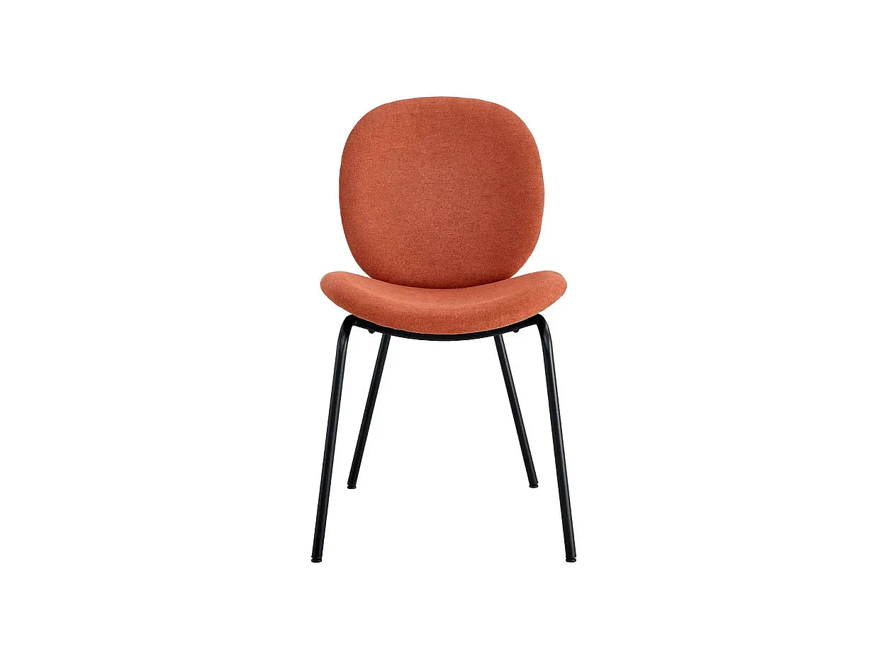 LINE - Lot de 2 chaises pieds en métal noir - Terracotta