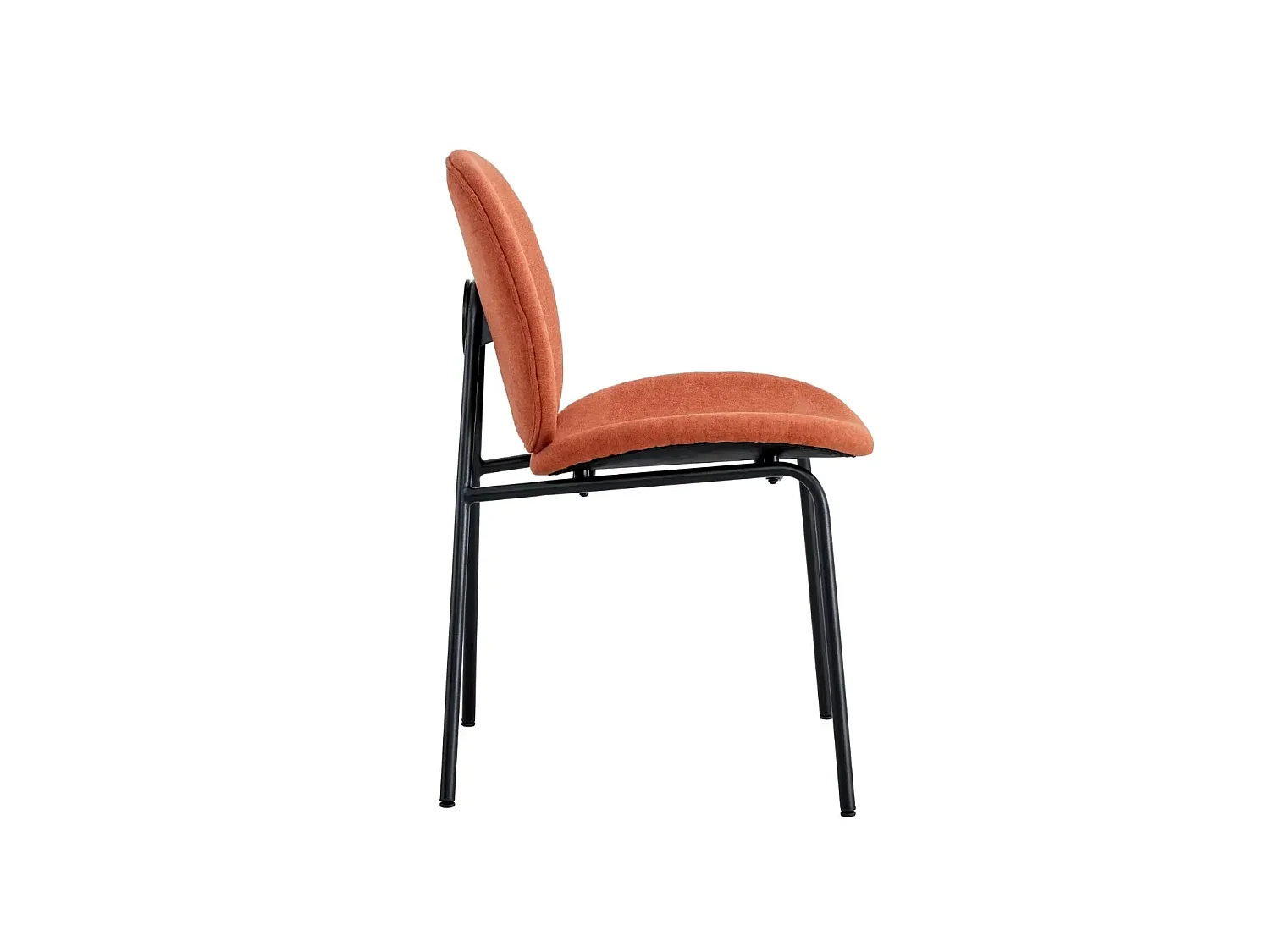 LINE - Lot de 2 chaises pieds en métal noir - Terracotta