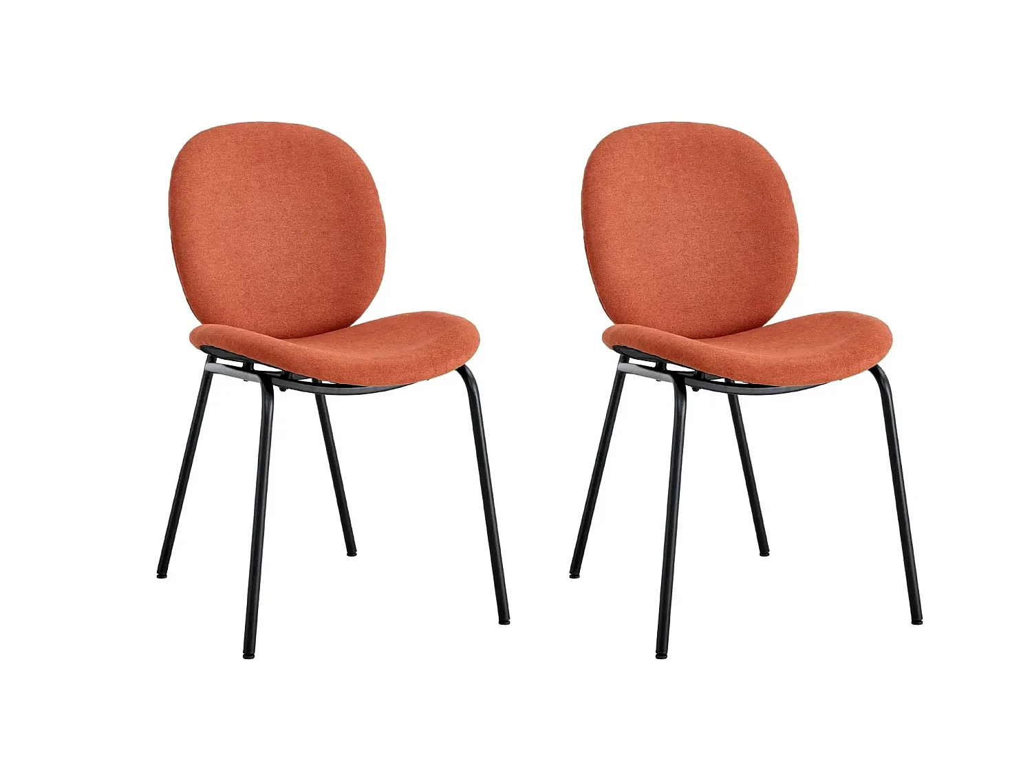 LINE - Lot de 2 chaises pieds en métal noir - Terracotta