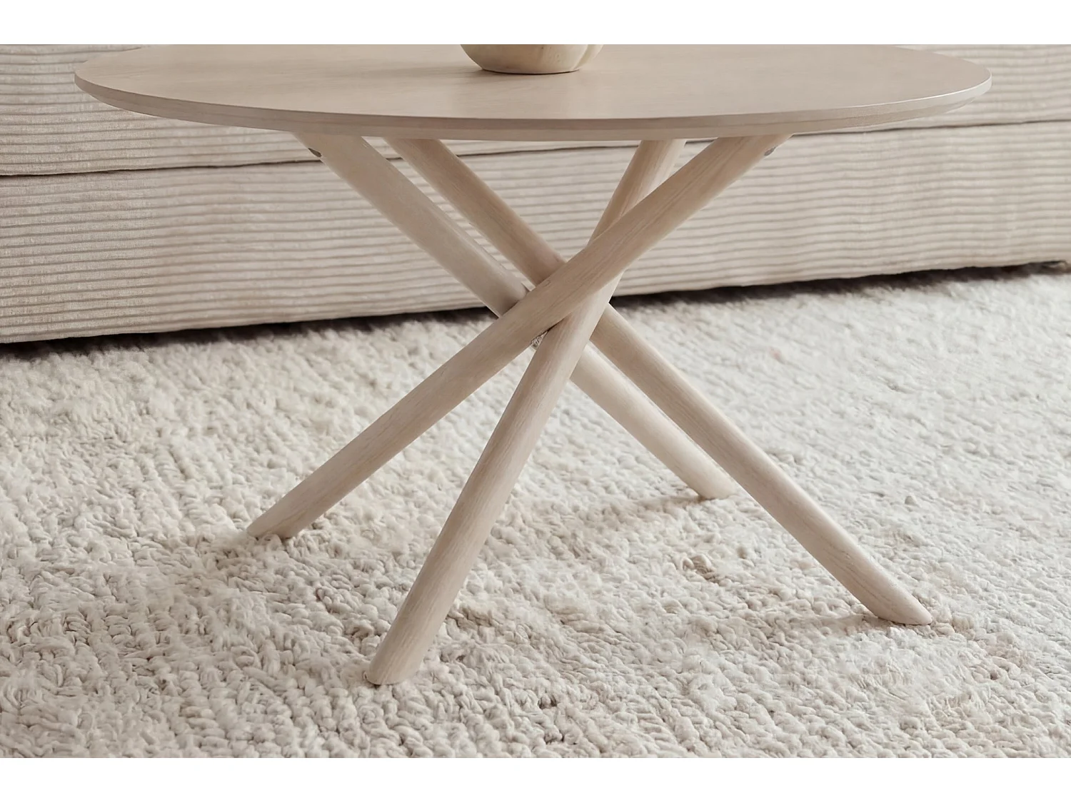 TOMA - Table basse ronde 80cm en pierre frittée Beige