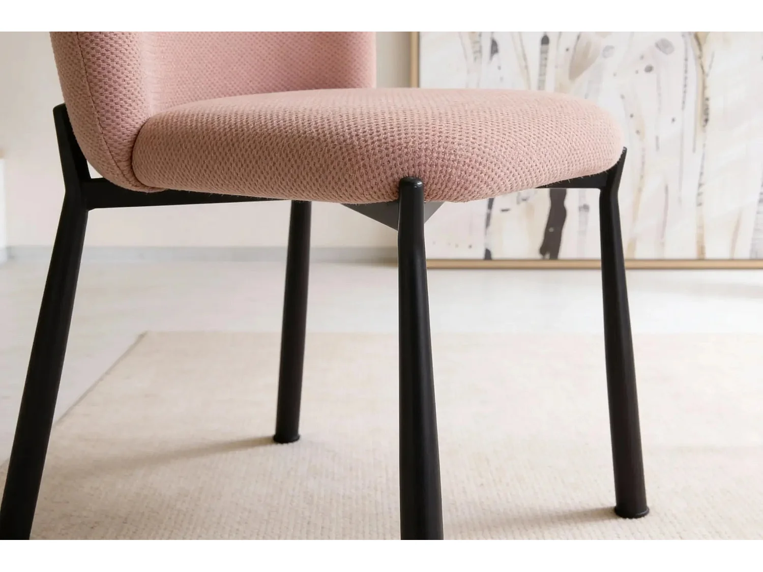 TILO - Lot de 2 chaises pieds en métal noir - Rose