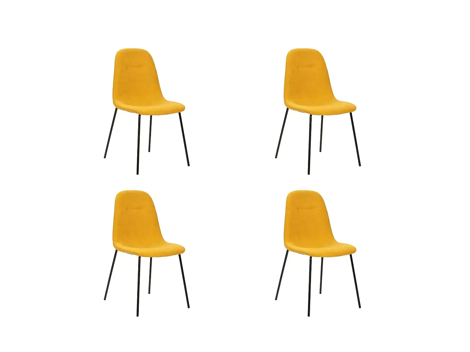 TIANA - Lot de 4 chaises pieds en métal noir Jaune