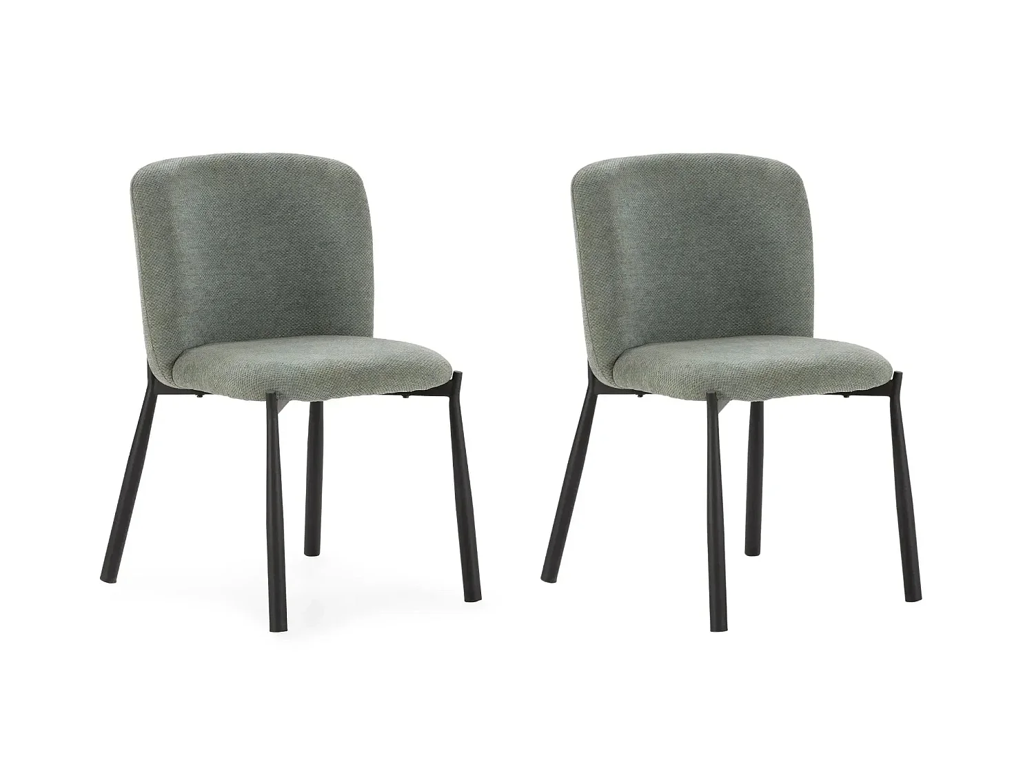 TILO - Lot de 2 chaises pieds en métal noir - Vert