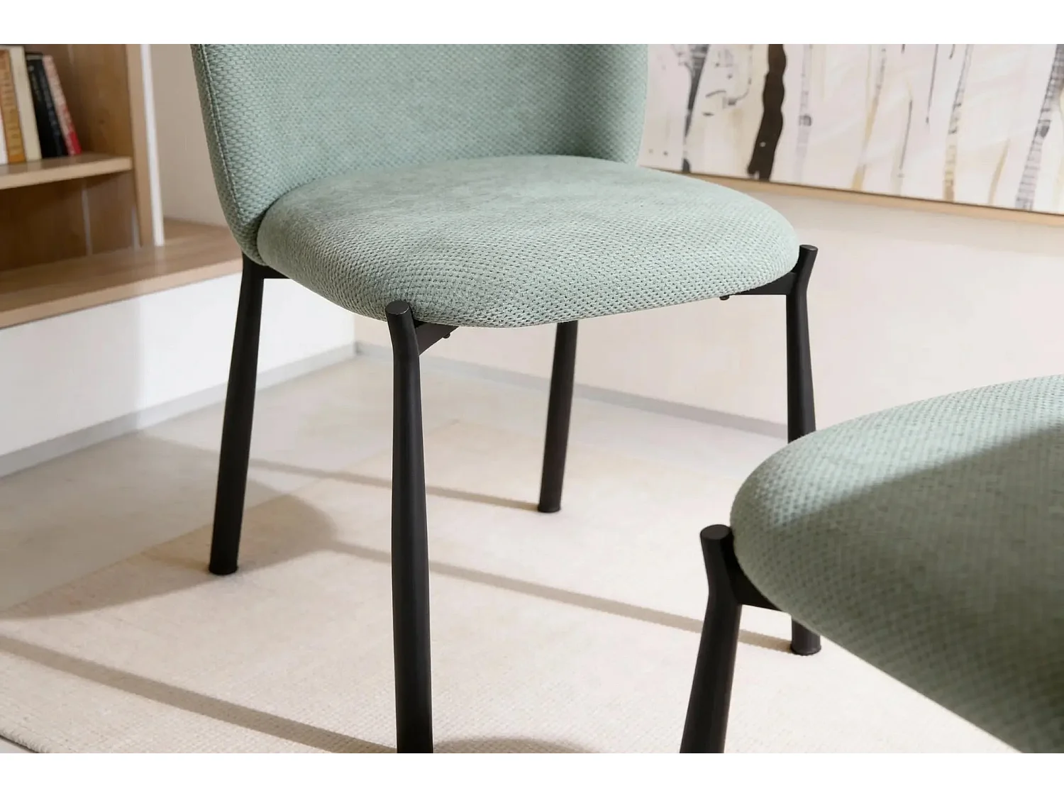 TILO - Lot de 2 chaises pieds en métal noir - Vert