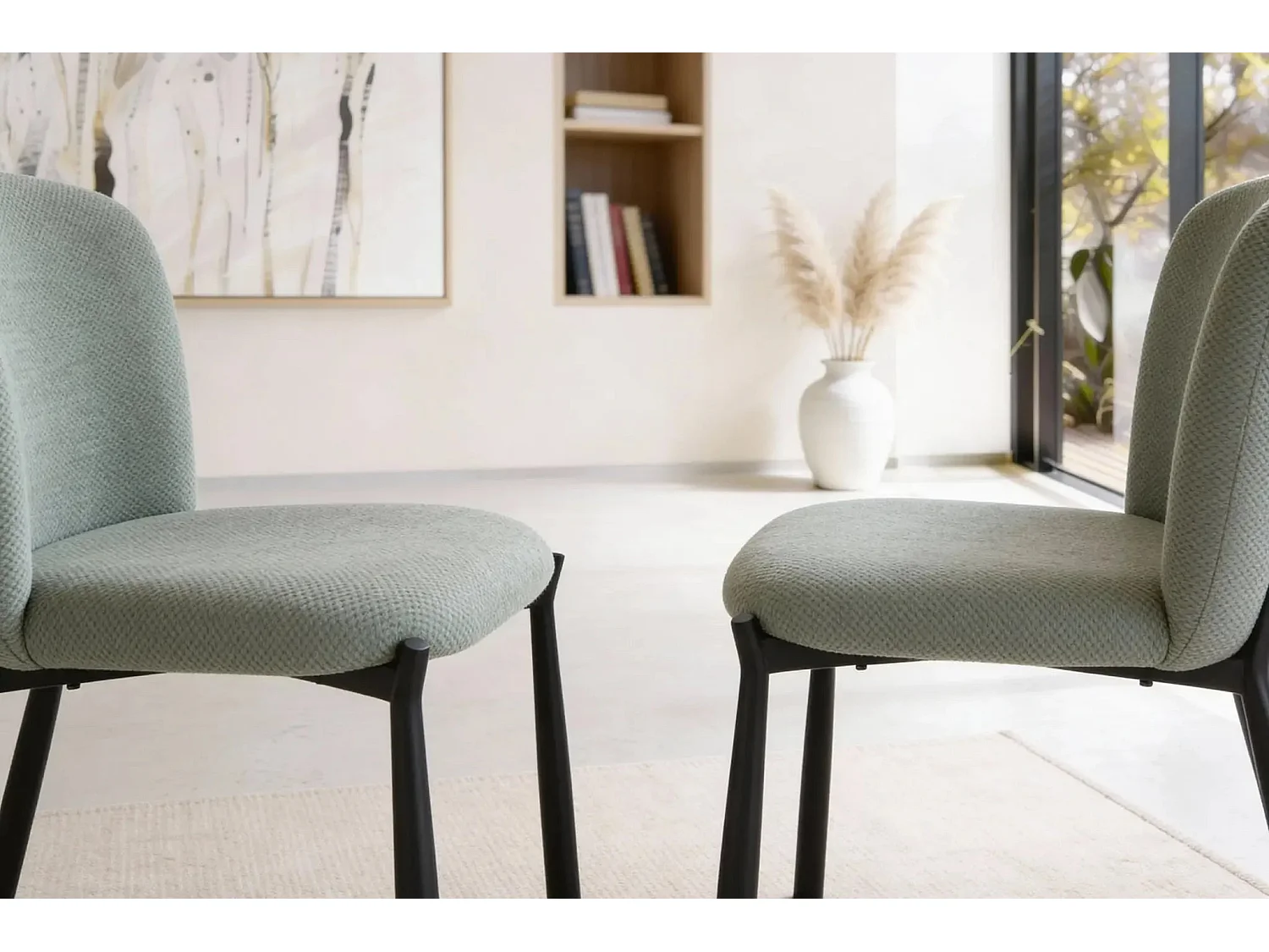 TILO - Lot de 2 chaises pieds en métal noir - Vert