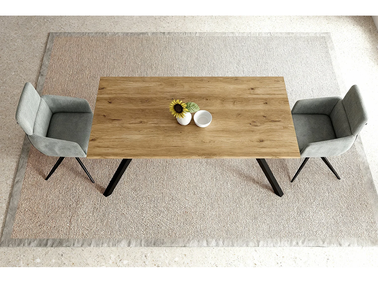 ARLO - Lot de 2 chaises pieds en métal noir - Bleu