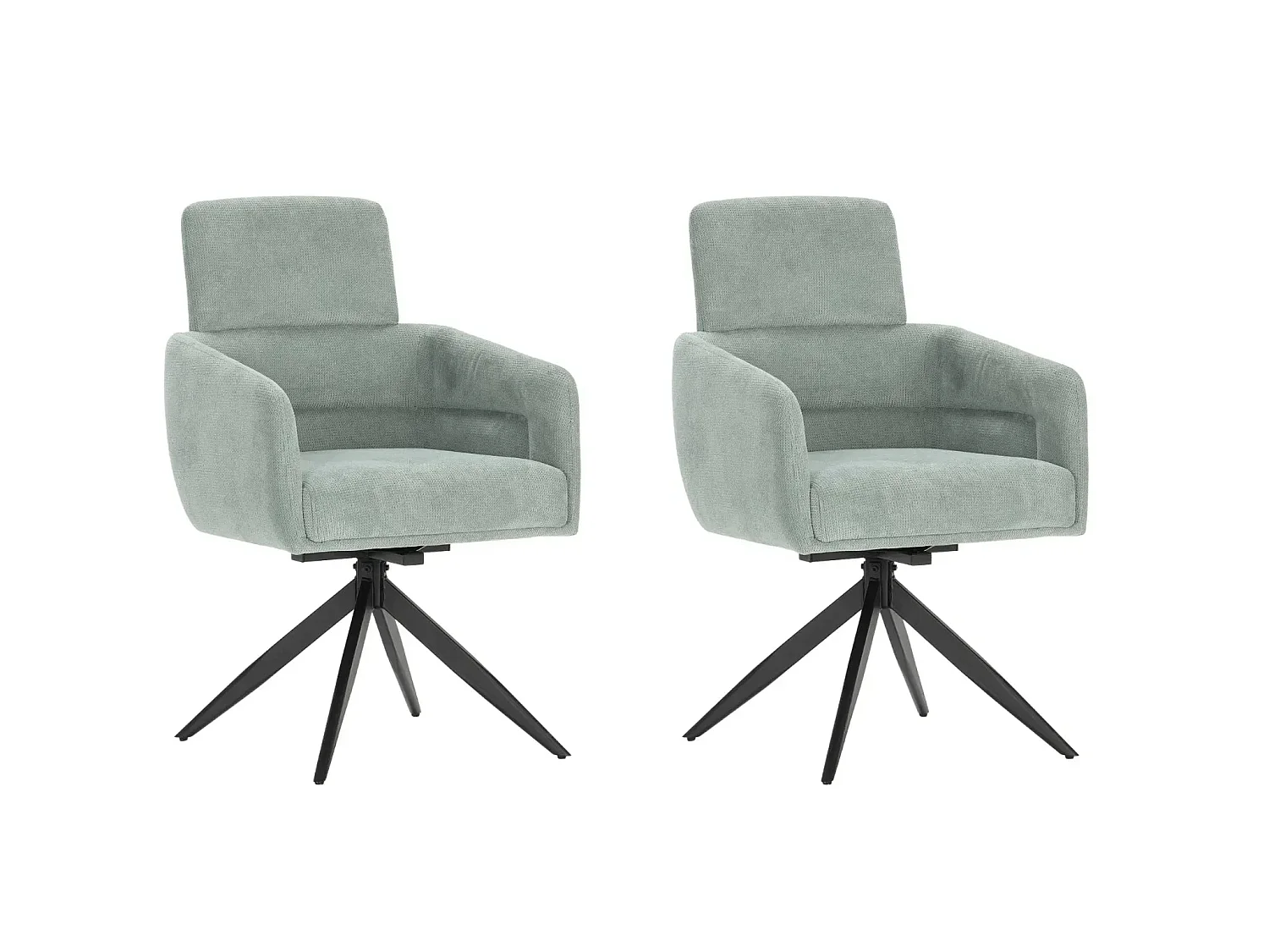 ARLO - Lot de 2 chaises pieds en métal noir - Bleu