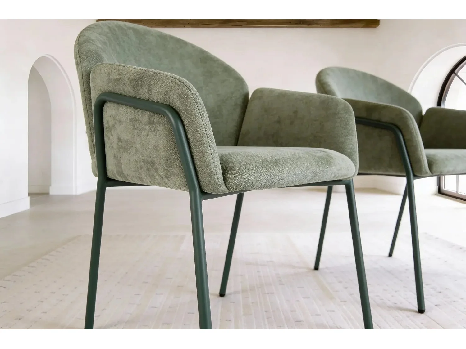 NAYA - Lot de 2 chaises tissu - Vert