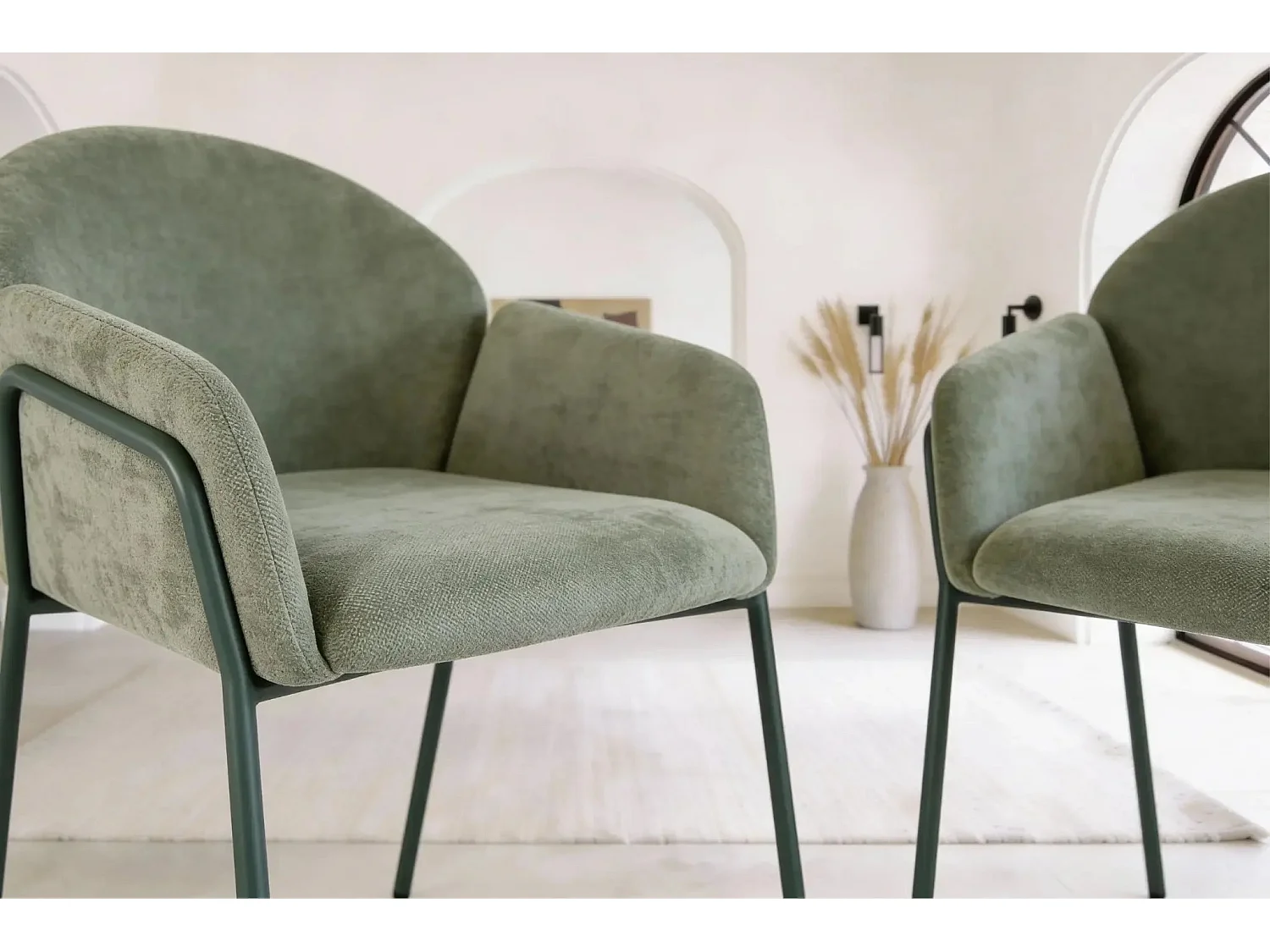 NAYA - Lot de 2 chaises tissu - Vert