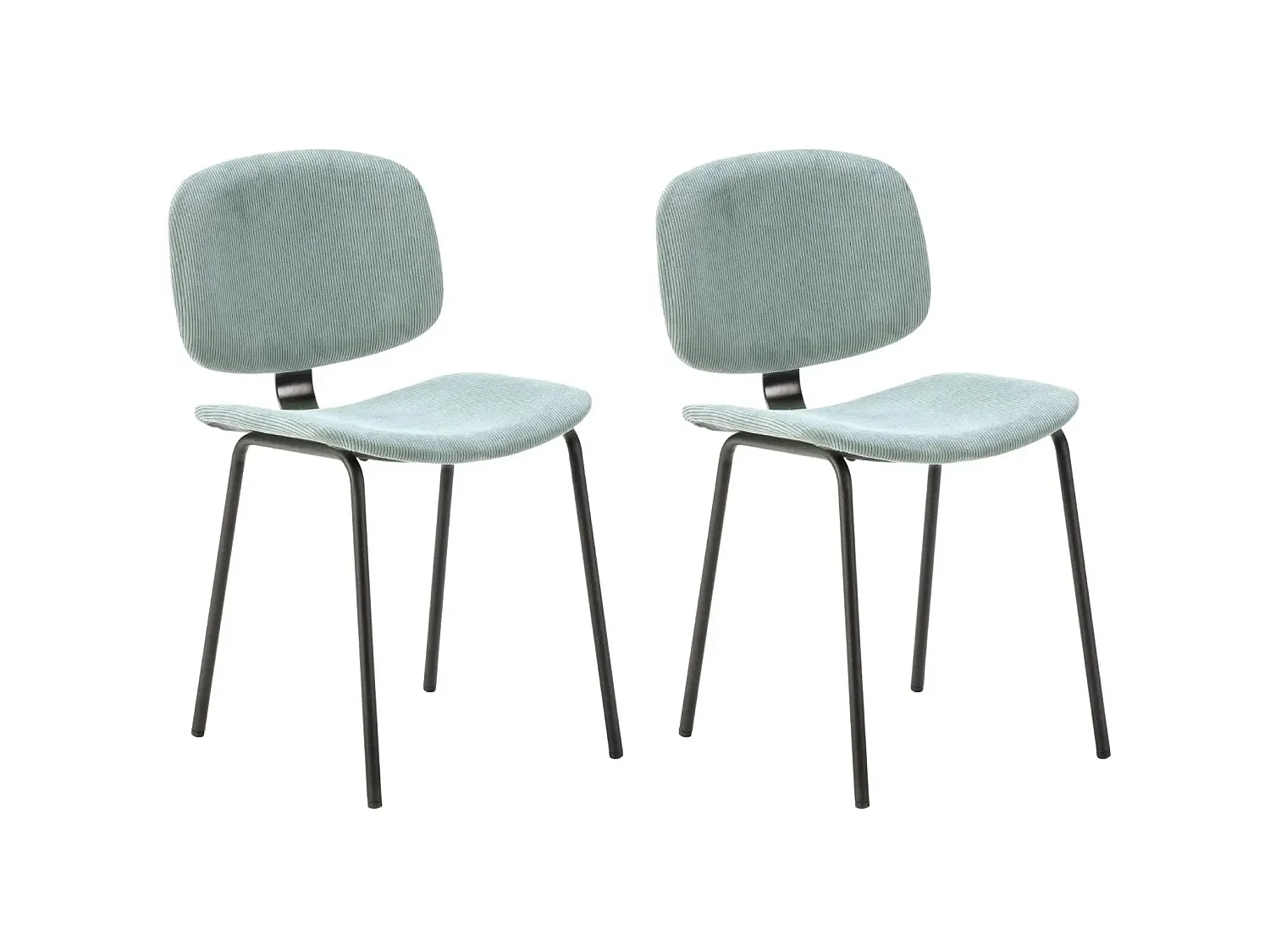 GABI - Lot de 2 chaises velours côtelé - Turquoise