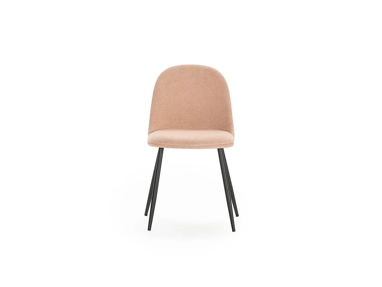 LIVO - Lot de 4 chaises pieds en métal noir - Rose