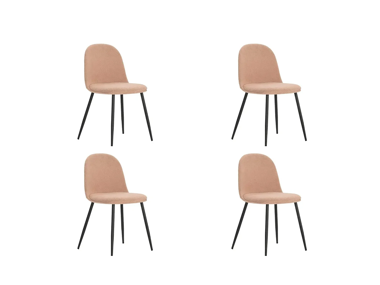 LIVO - Lot de 4 chaises pieds en métal noir - Rose