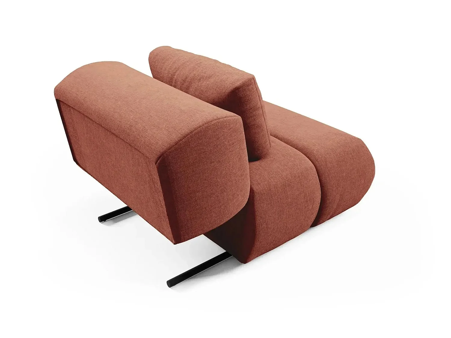 TINA - Gestippelde stoffen fauteuil - Terracotta