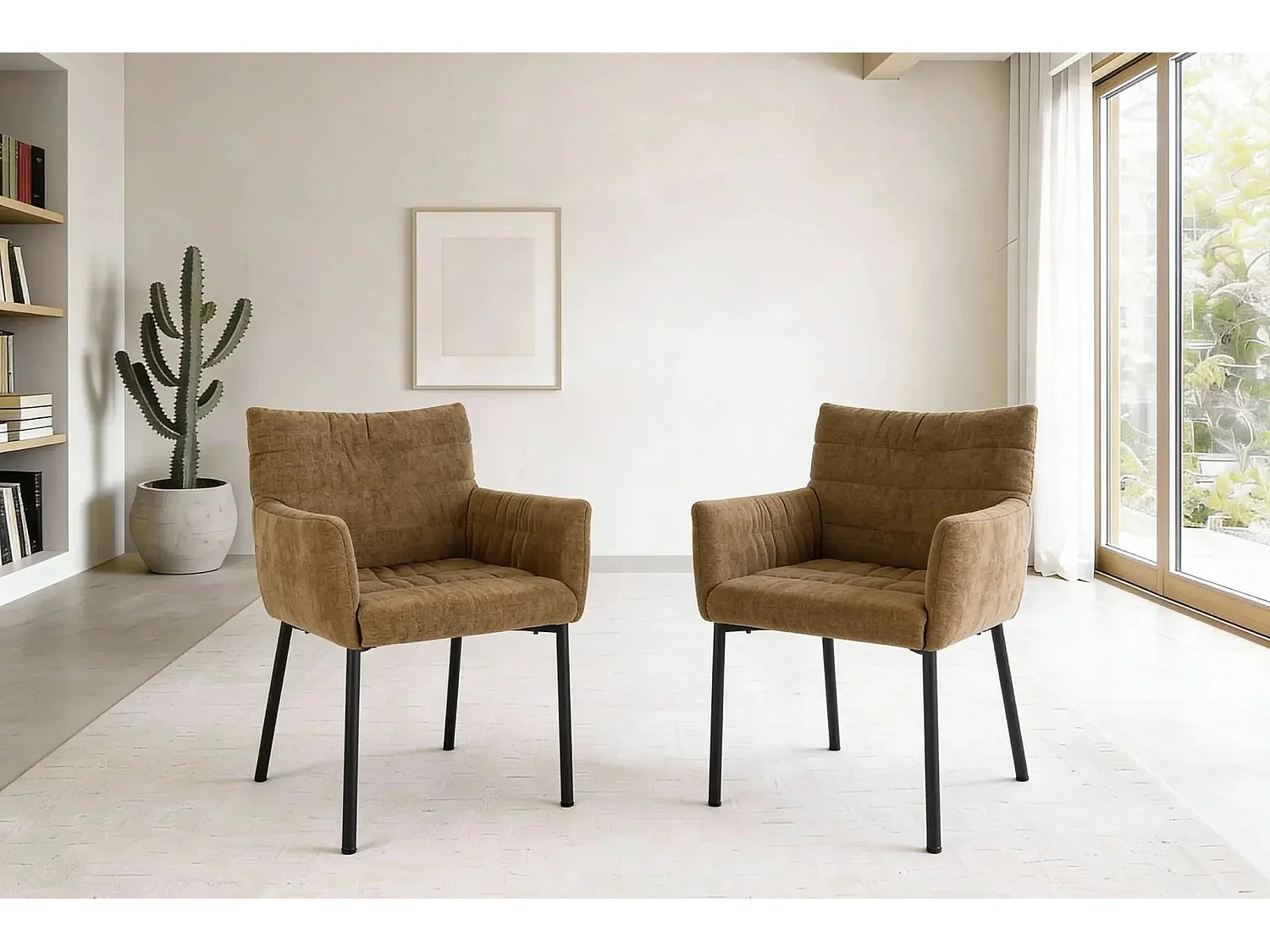 SORA - Lot de 2 chaises pieds en métal noir Terracotta
