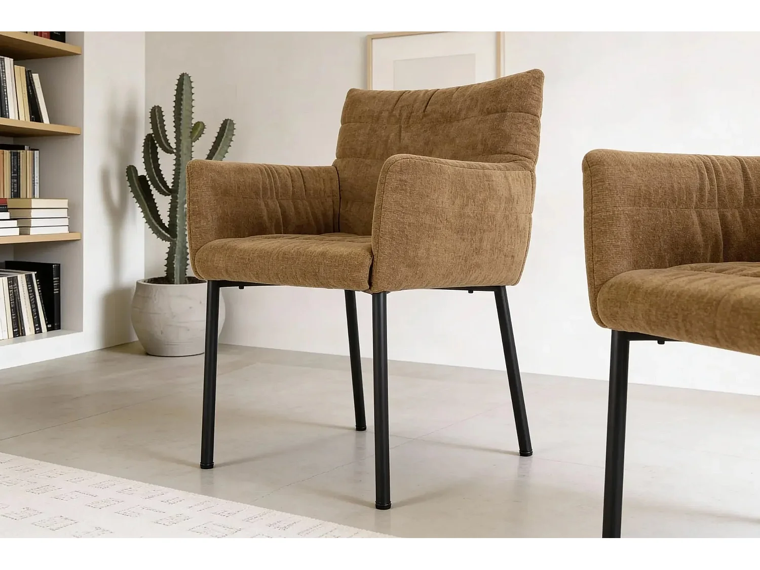 SORA - Lot de 2 chaises pieds en métal noir Terracotta