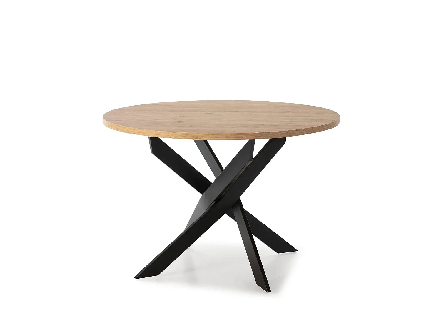 MINOA - 120 cm ronde eettafel met metalen poten - Zwart