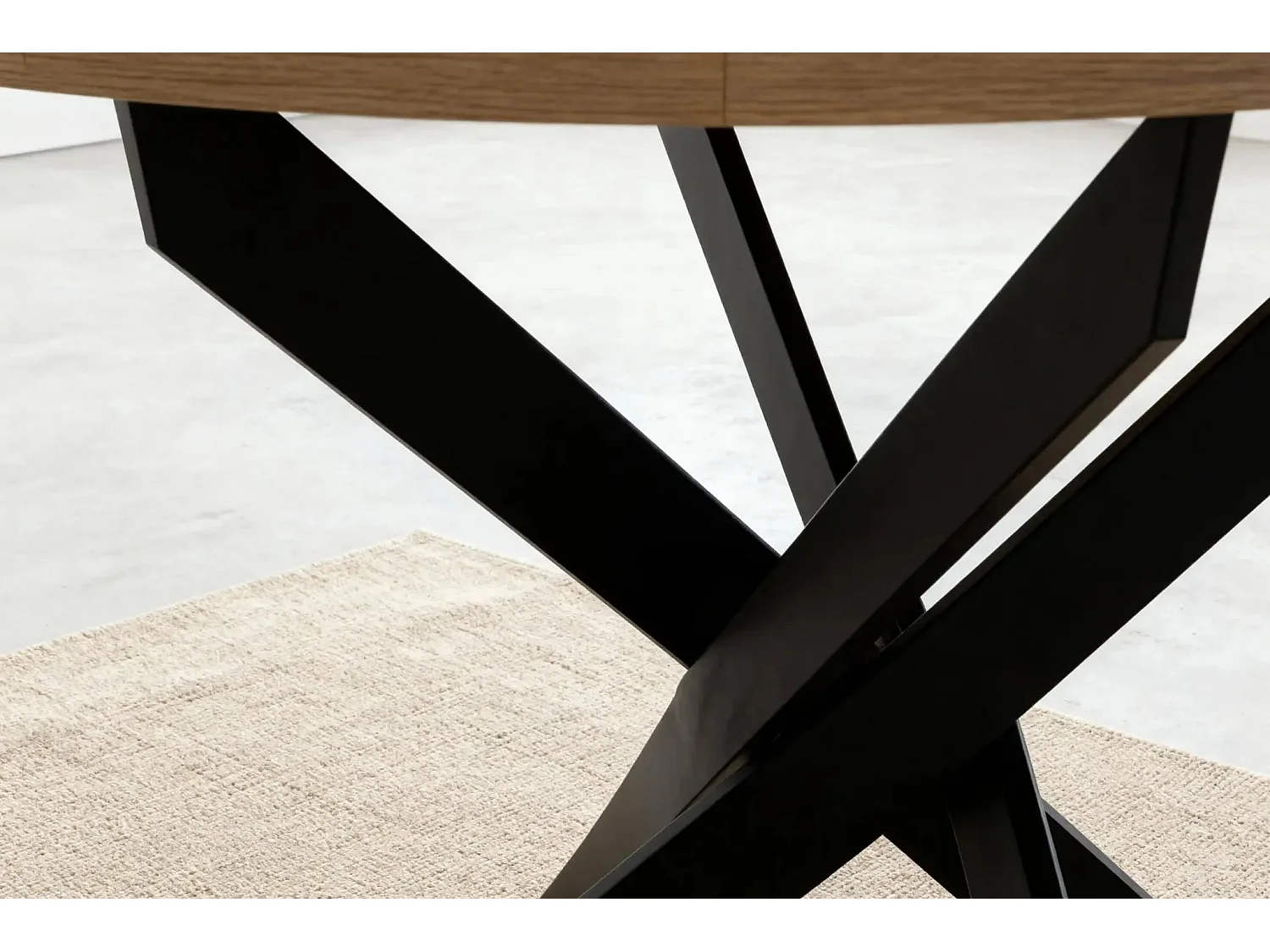MINOA - 120 cm ronde eettafel met metalen poten - Zwart