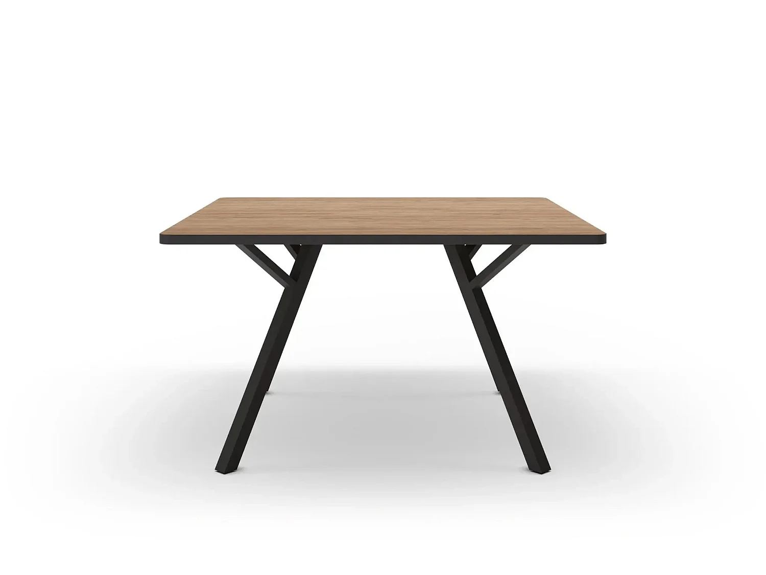 YARA - Table à manger carrée 136cmpieds en métal noir - Chêne clair
