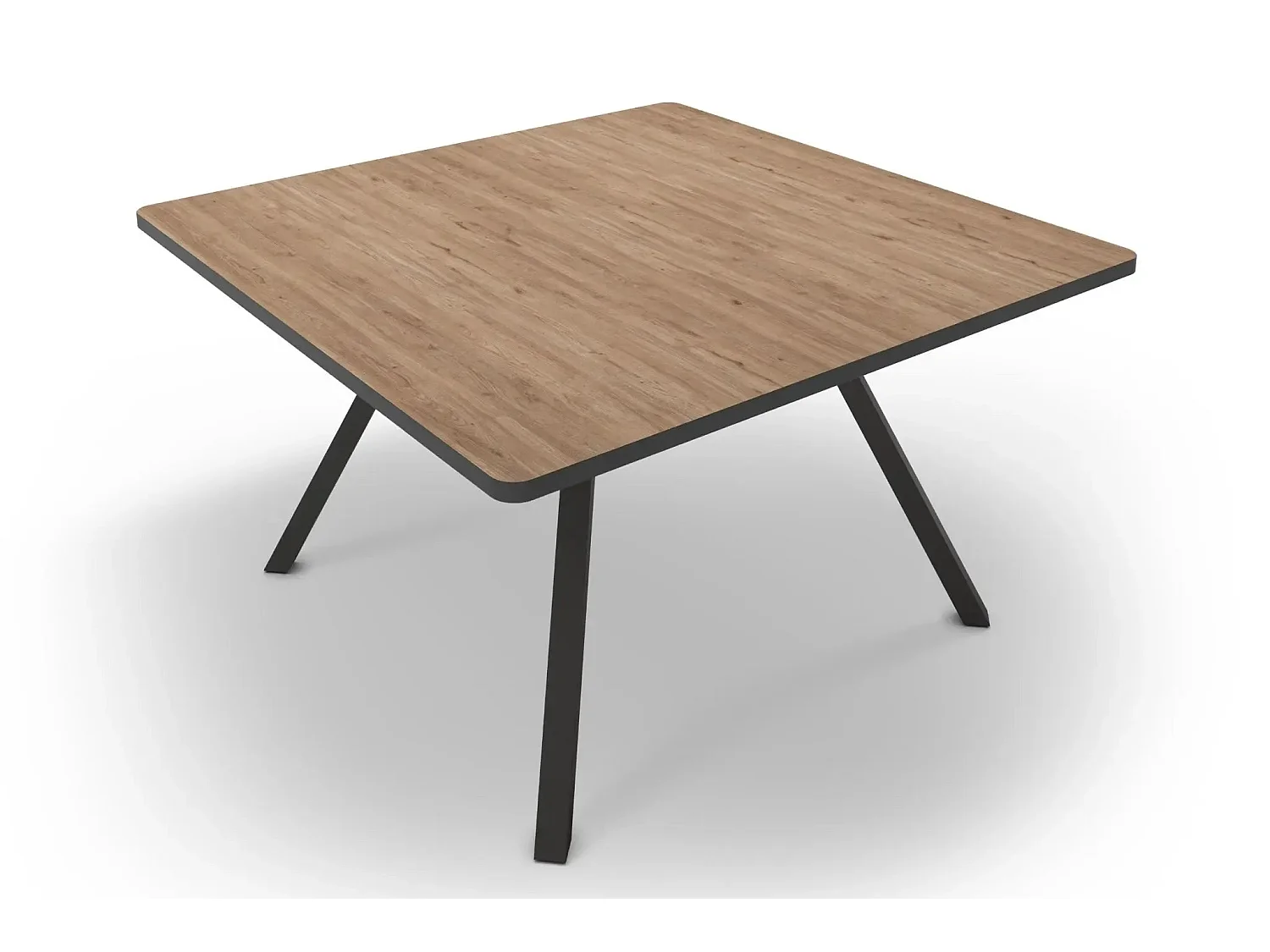 YARA - Table à manger carrée 136cmpieds en métal noir - Chêne clair