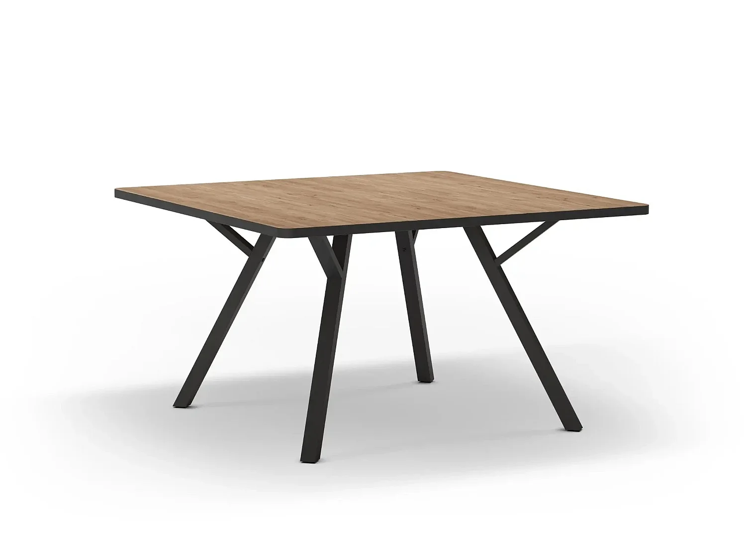 YARA - Table à manger carrée 136cmpieds en métal noir - Chêne clair