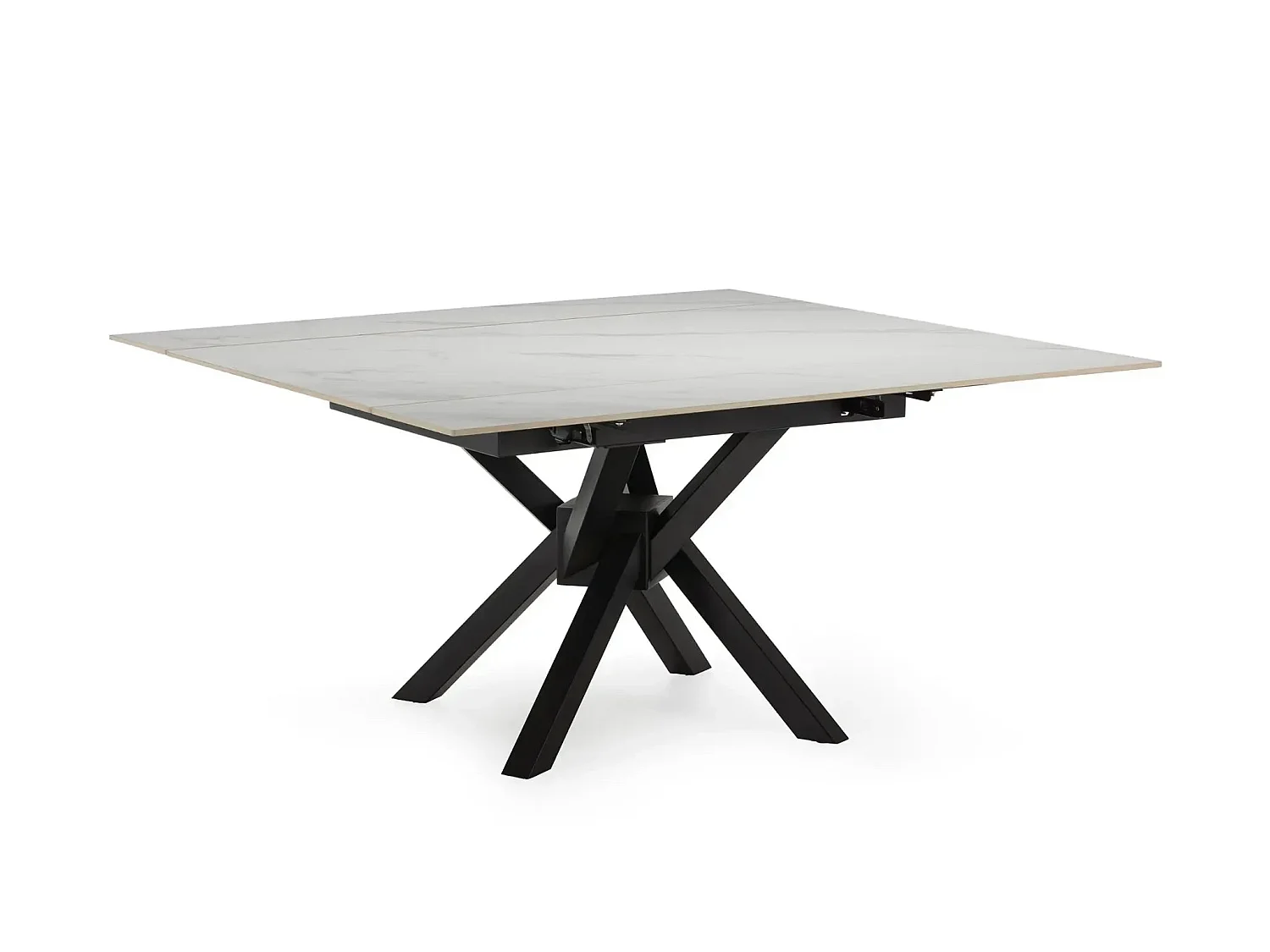HALO - Table à manger extensible 90 à 150cm en pierre frittée - Blanc