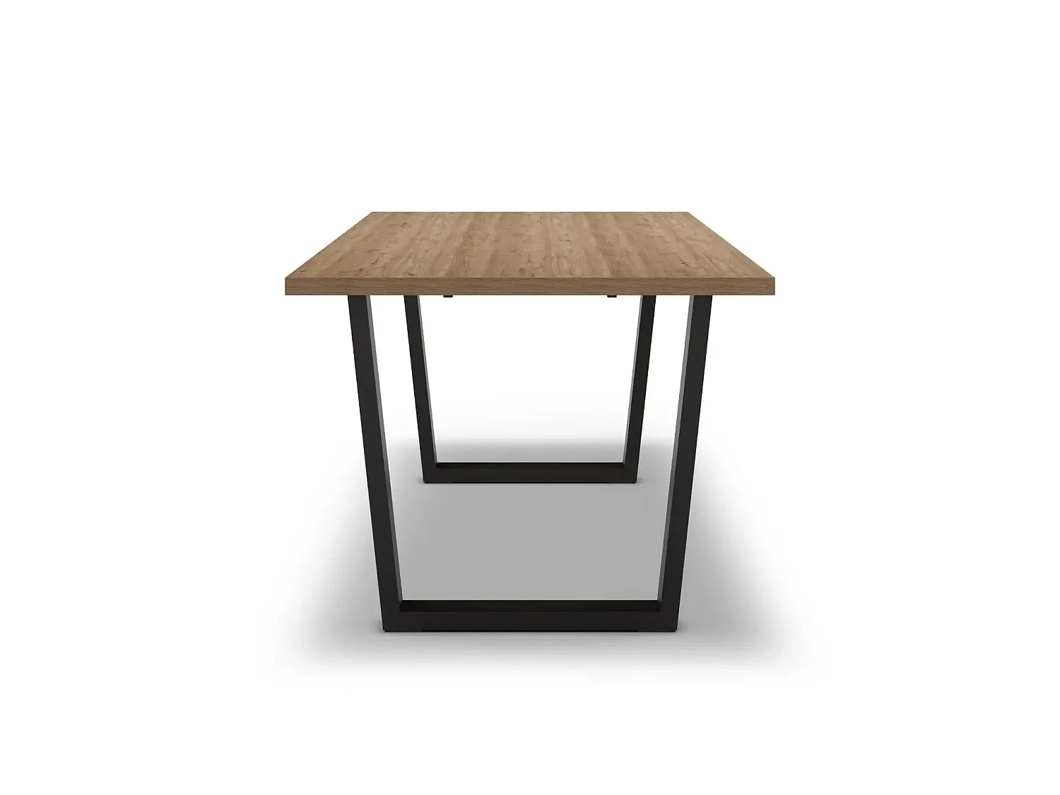 NEVA - Table à manger rectangulaire 180cmpieds en métal noir - Chêne clair