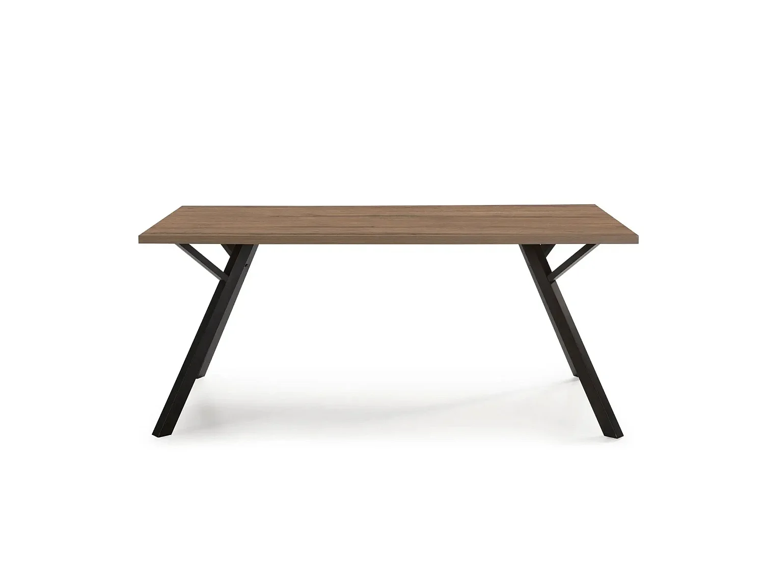 CALA - Table à manger rectangulaire 160cmpieds en métal noir - Chêne foncé