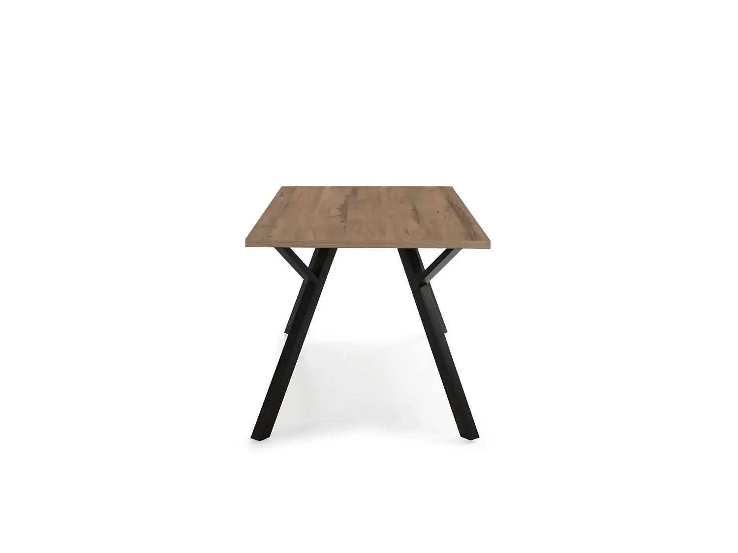 CALA - Table à manger rectangulaire 160cmpieds en métal noir - Chêne foncé