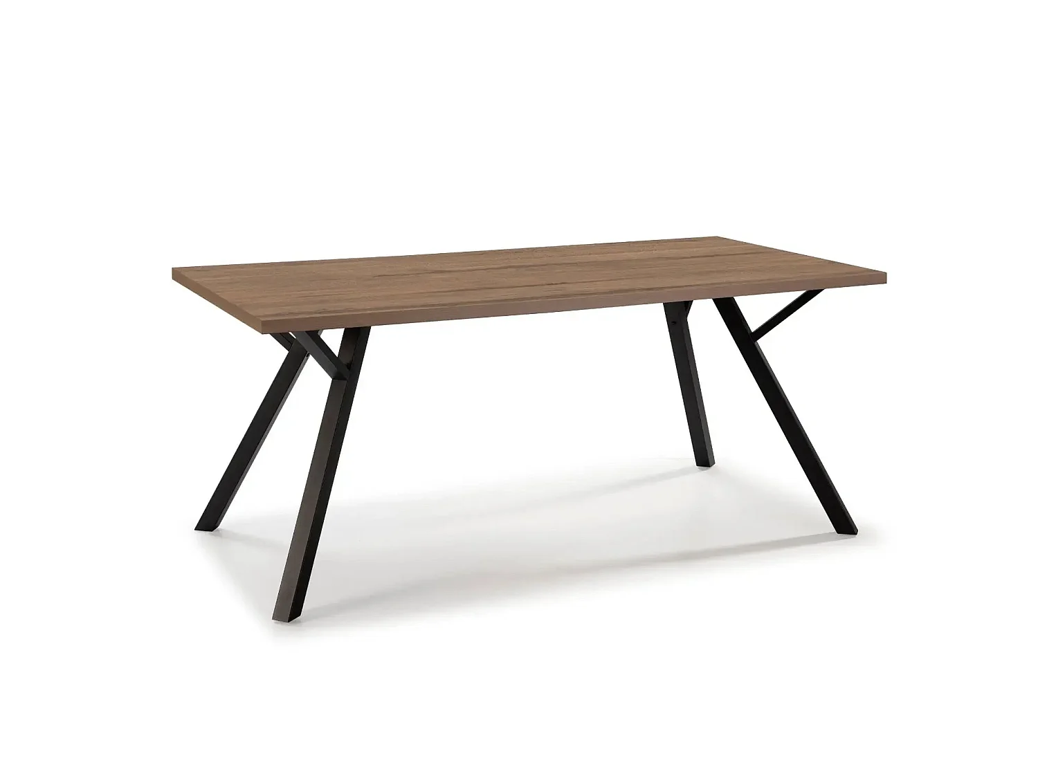 CALA - Table à manger rectangulaire 160cmpieds en métal noir - Chêne foncé