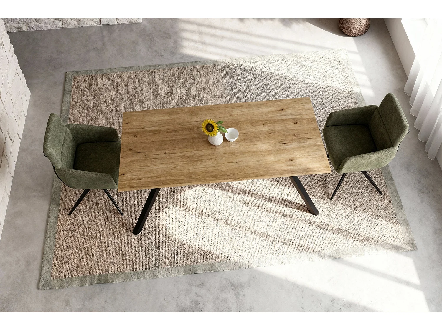 ARLO - Lot de 2 chaises pieds en métal noir - Vert