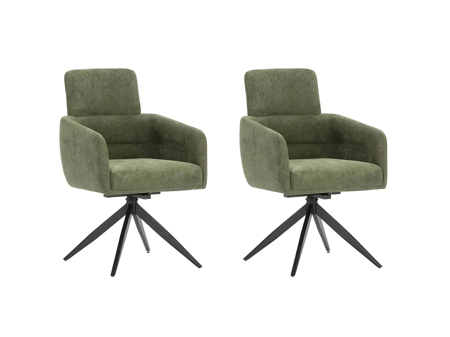 ARLO - Lot de 2 chaises pieds en métal noir - Vert