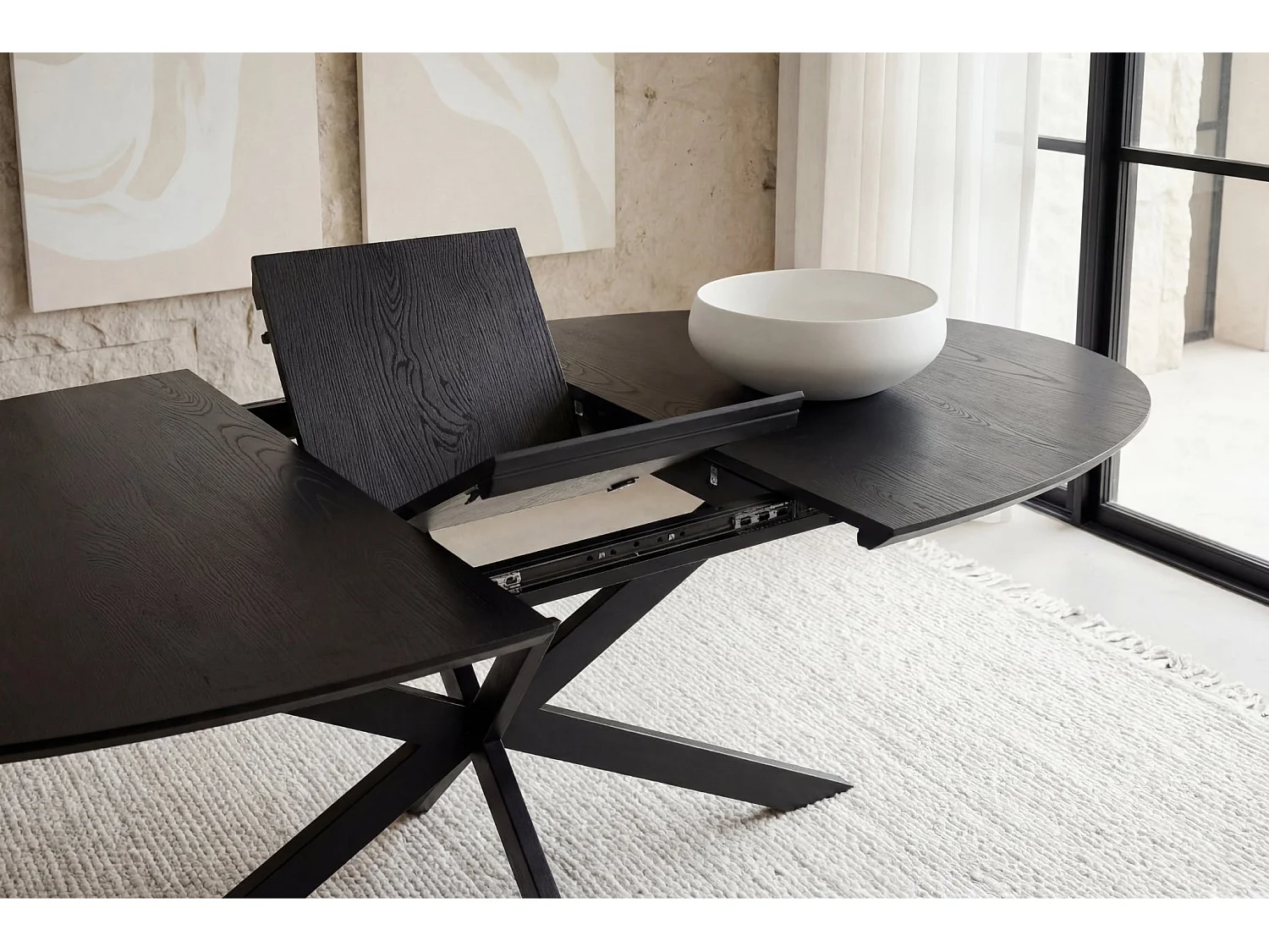 SOHANA - Table à manger extensible 126cmpieds en métal noir Noir